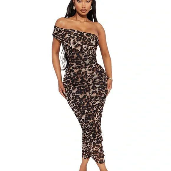 Fashion Nova Dresses Fashion Nova Leopard Print Offshoulder